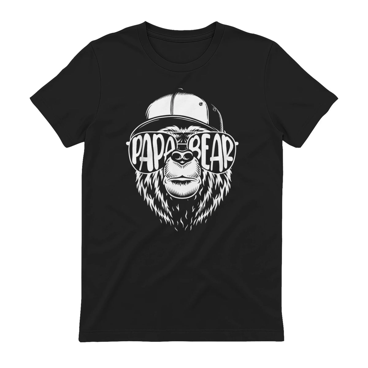 Grandfather Grandpa Son Daughter Children Gift Vatertag Schwarz Small Classic Fit Cartoon Bär Family Män in Black - back view