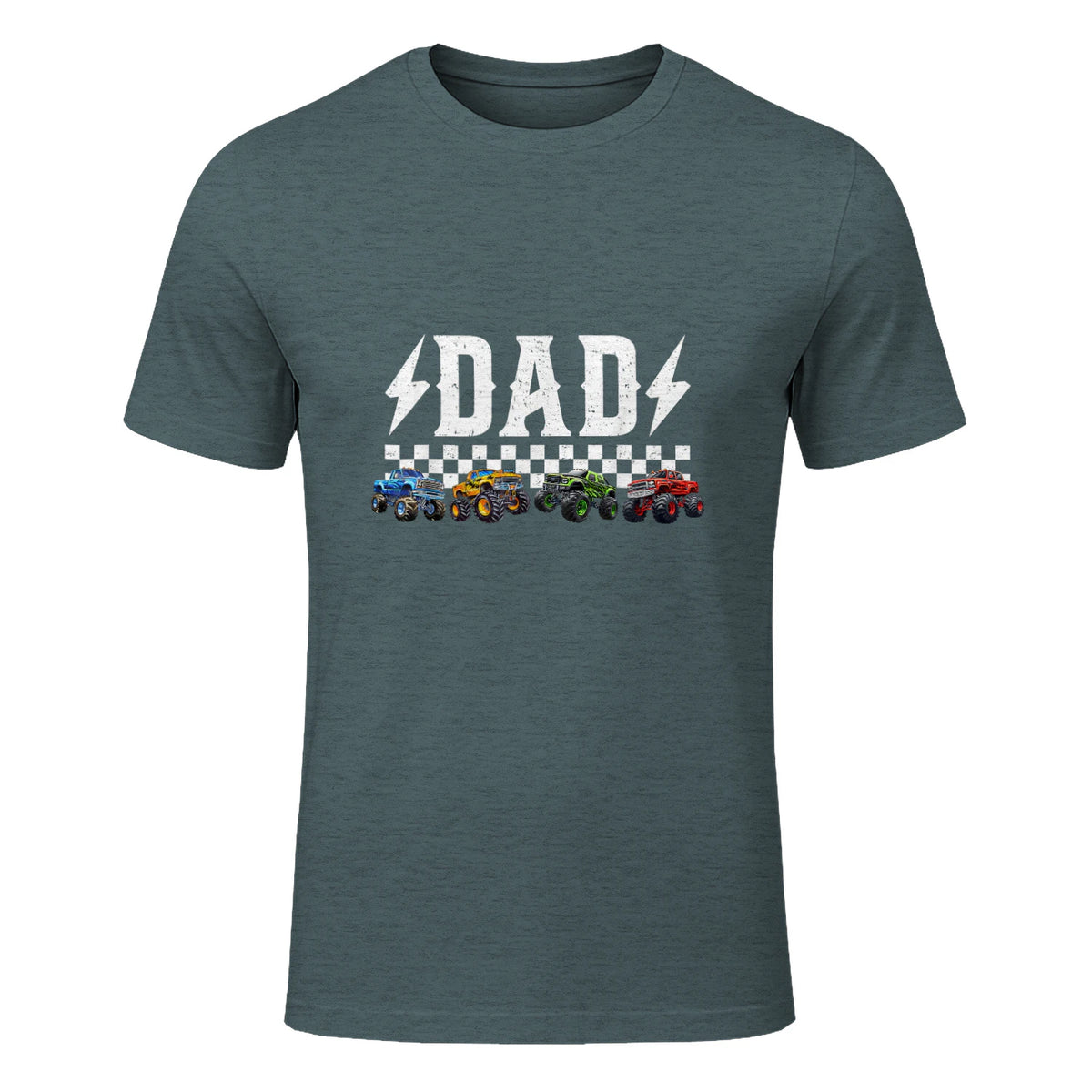 Dad Retro Monster Truck T-Shirt in Dark Heather - front view