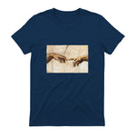 Creation of Adam Michelangelo Die Erschaffung Adams Kunst in Navy - back view