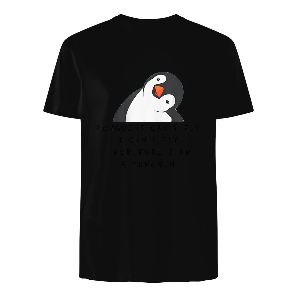 Funny Penguins T-shirt Woman Man Children Gift in Black - back view