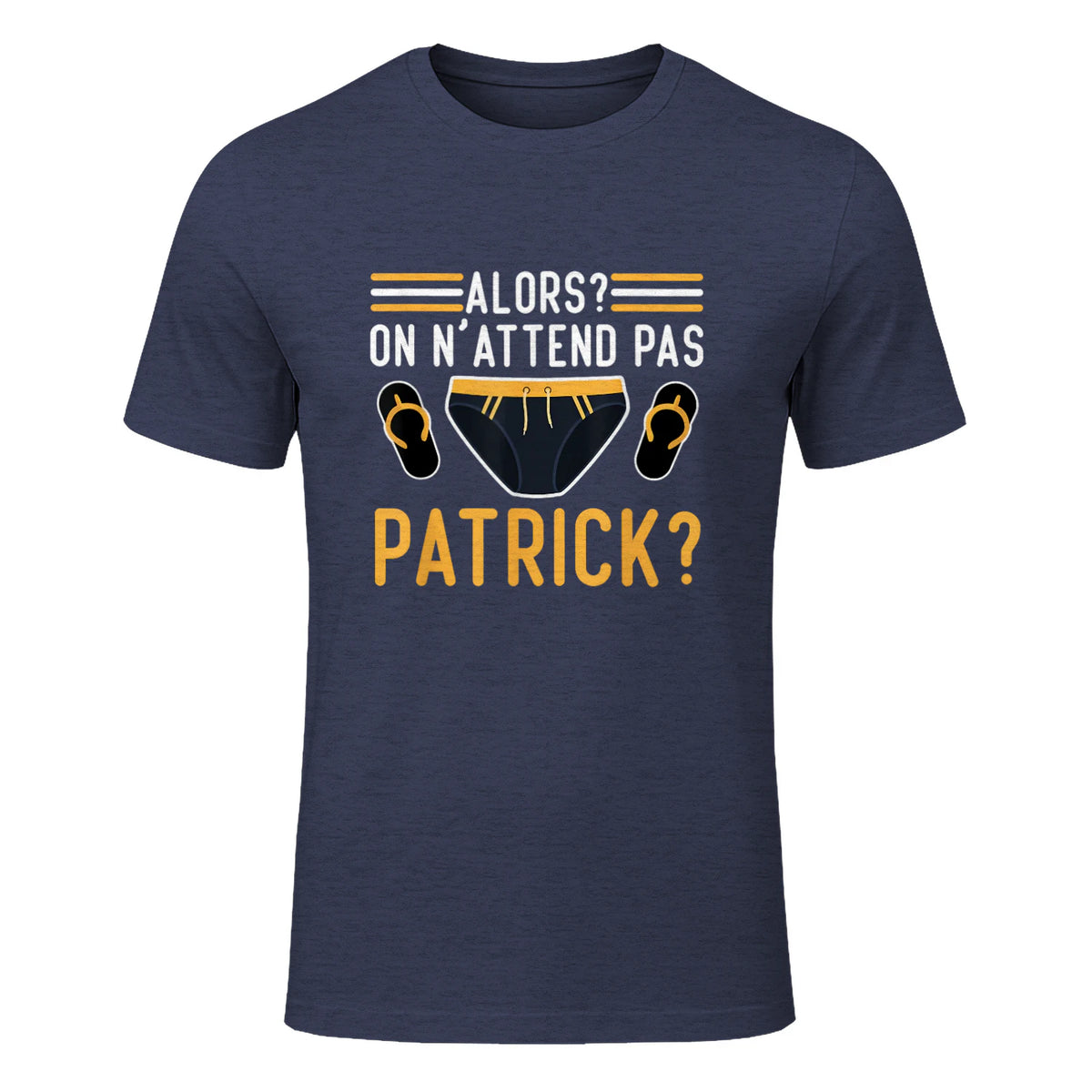 Alors on n'attend Pas Patrick in Heather Navy - front view