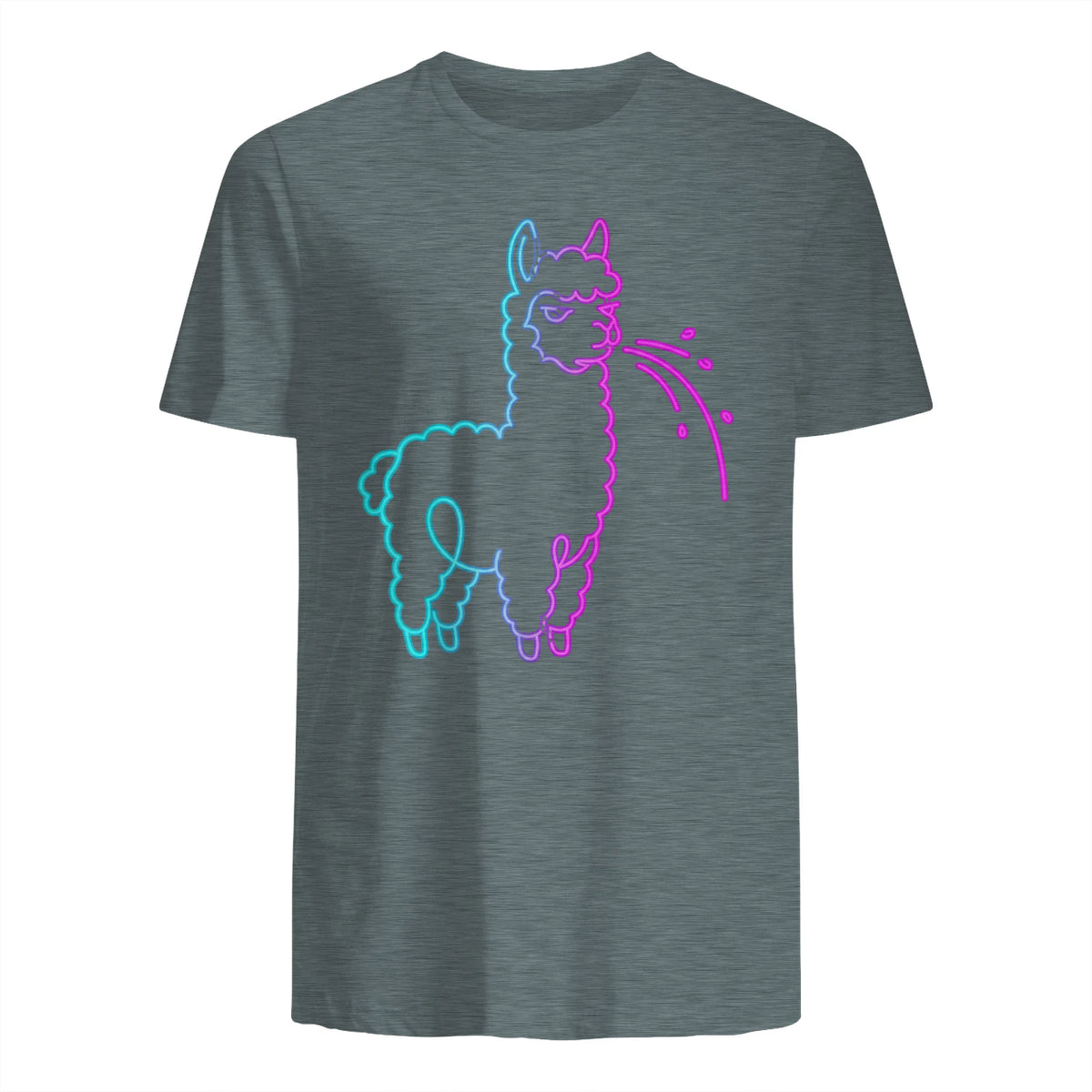 Fluff Around and Find Out Funny Fluffy Spitting Lama in Dark Heather - back view