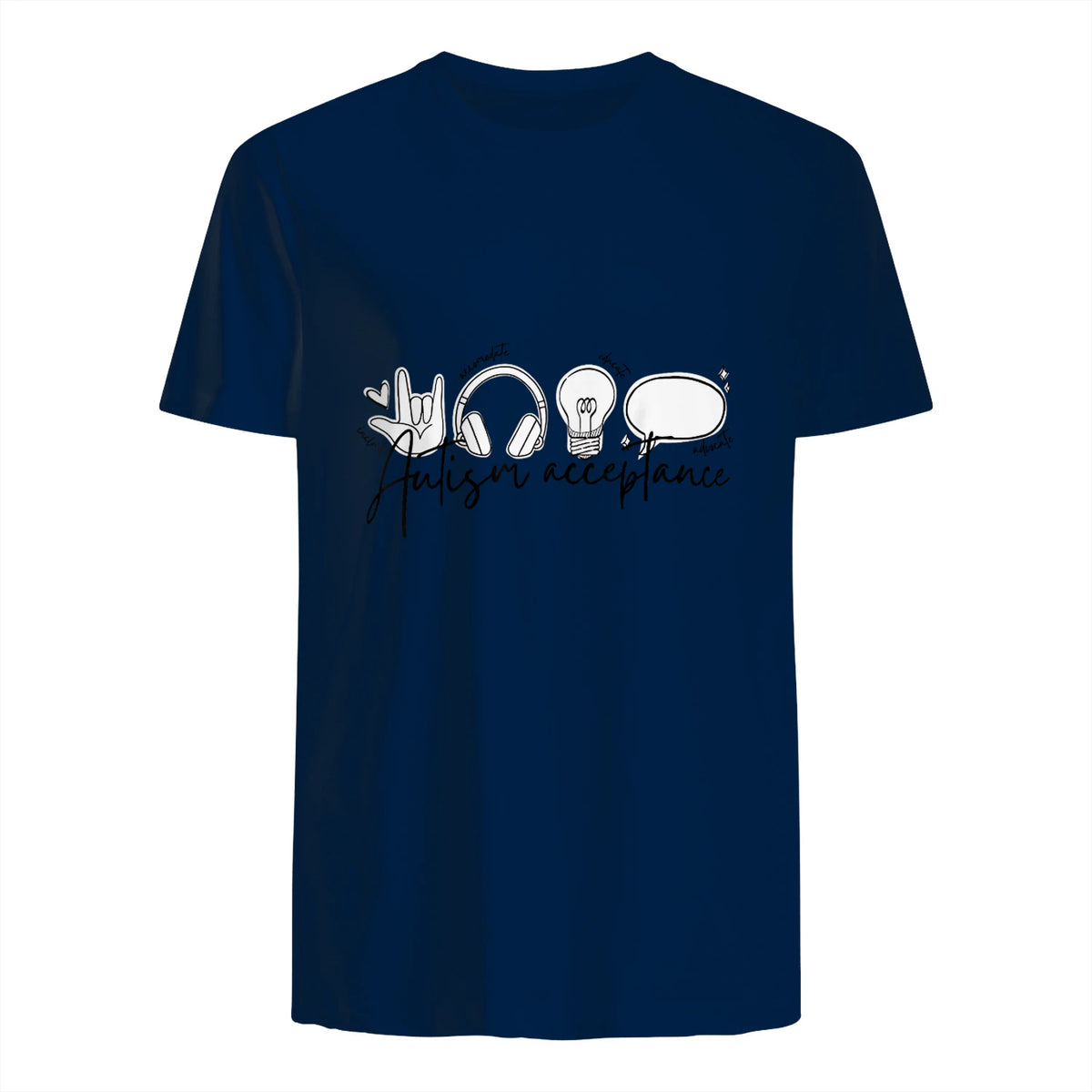 Autism Awareness Acceptance Shirt Support Mom Women Kid in Navy - back view