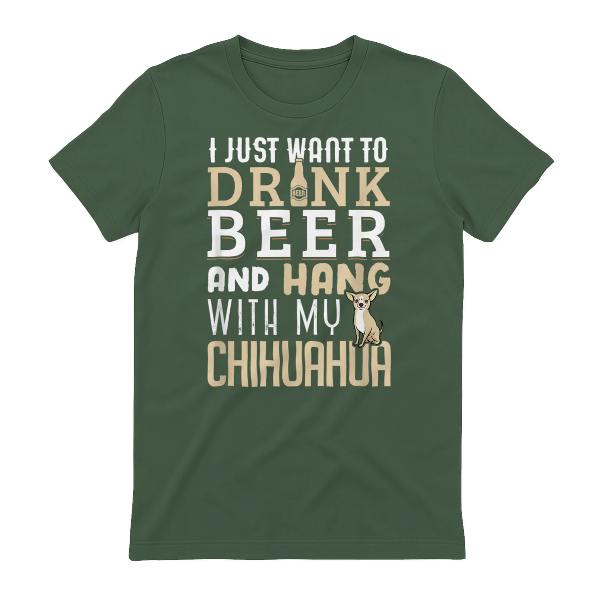 Drôle fête des pères amoureux des chiens Chihuahua Papa Shirt in Military Green - back view