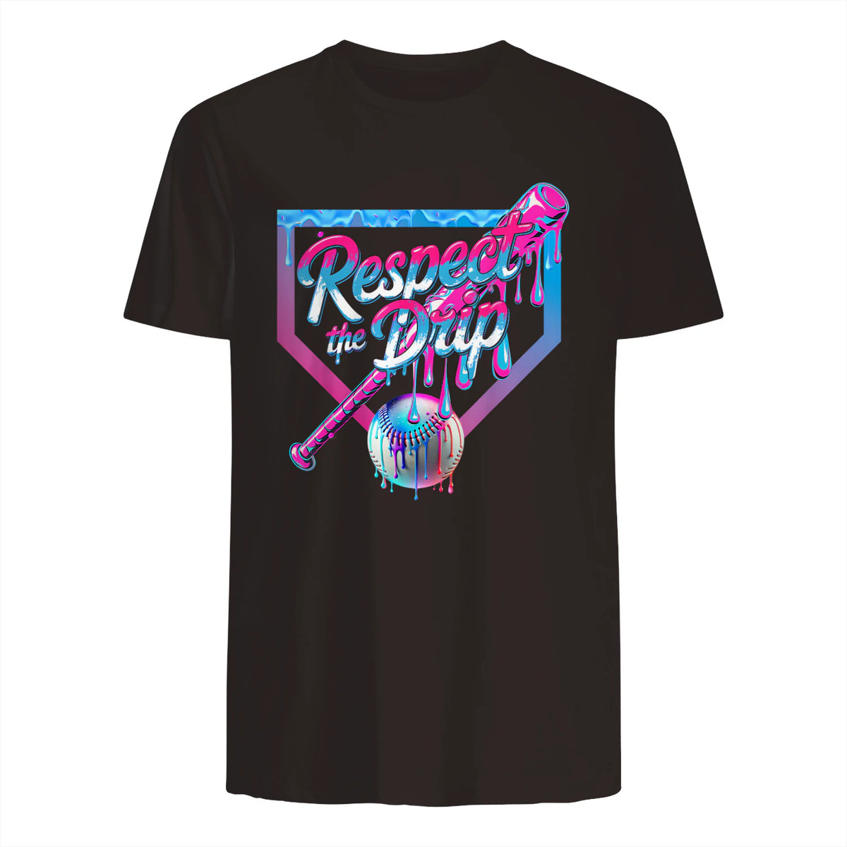 Baseball Drip for Boys Ice Cream Drip Youth Boys Baseball T-Shirt in Dark Chocolate - back view