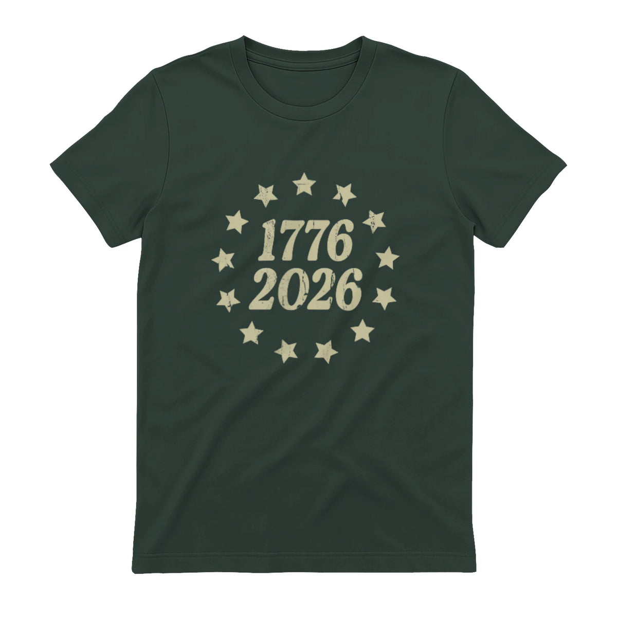 American Flag Front and Back Anniversary T-Shirt in Forest Green - back view