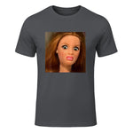 Funny Doll Face Meme Expression Hilarious Sarcastic in Charcoal - front view