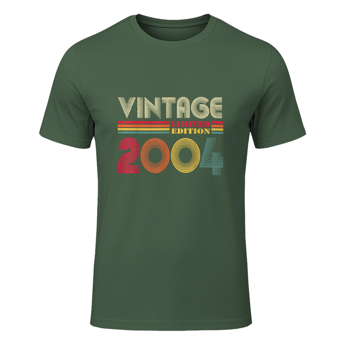 Vintage Twentieth Birthday Gift T-Shirt in Military Green - front view