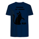 Personal Cat Servant Shirt Funny Black Cat Lover Gift in Navy - back view