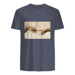 Creation of Adam Michelangelo Die Erschaffung Adams Kunst in Heather Navy - back view