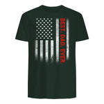 Best Dad Ever With US American Flag Gift For Father's Day in Forest Green - back view
