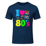 I Love the Eighties Classic Nostalgia T-Shirt in Navy - front view