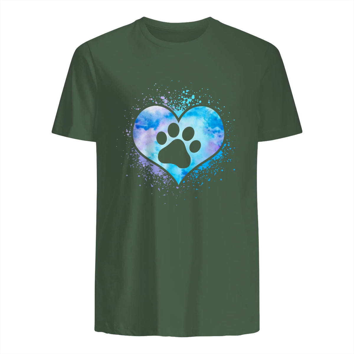 chien patte dans le coeur chien amoureux animal de compagnie in Military Green - back view