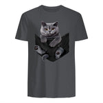 Cat Lovers British Shorthair In Pocket Fun Kitten in Charcoal - back view