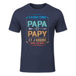 Deux Papa J'Ai et Papy Titres Grand Père in Heather Navy - front view