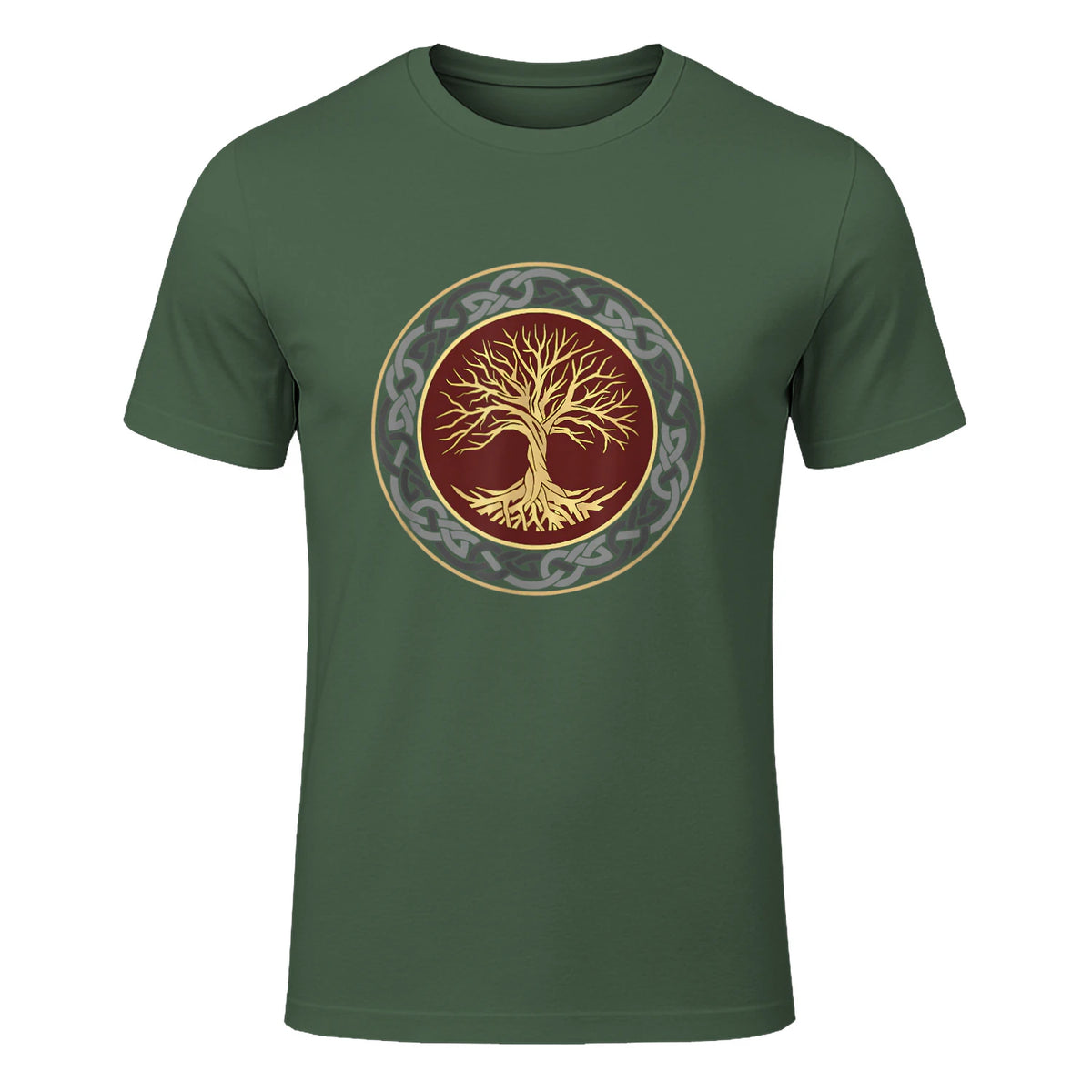 Baum des Lebens Wikinger keltischer Lebensbaum nordisch Halbarm in Military Green - front view