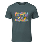 I Believe in A Spectrum of Possibilities Autism Awareness in Dark Heather - front view