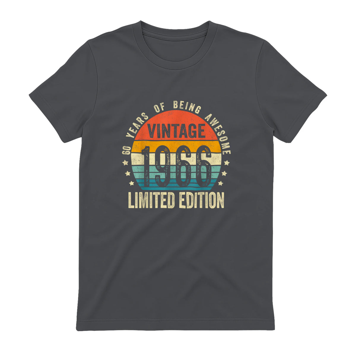 Vintage Sixtieth Birthday Gift T-Shirt in Charcoal - back view
