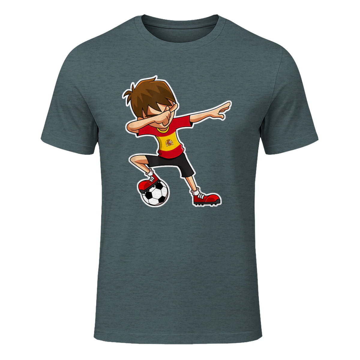 Dabbing Football Garçon Espagne Jersey, Espagnol Enfants Dab in Dark Heather - front view