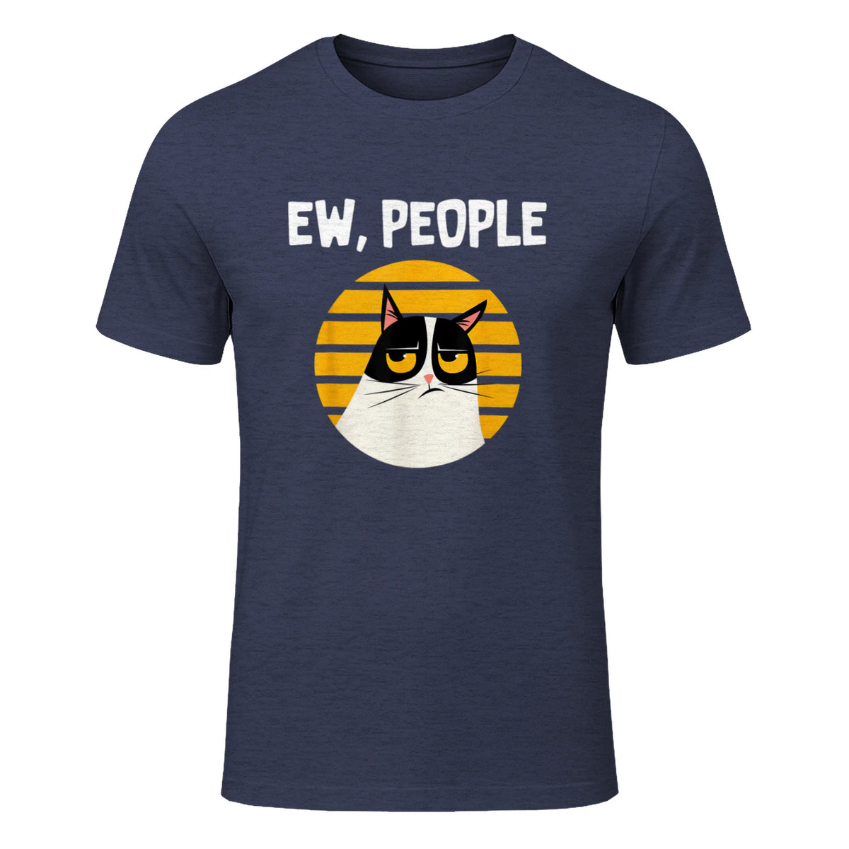 Ew, People - Funny Cat Lover Gift T-Shirt in Heather Navy - front view