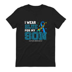 I Wear Blue for My Son Autism Awareness T-Shirt in Black - back view