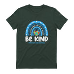 In April We Wear Blue Autism Ribbon T-Shirt in Forest Green - back view