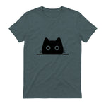 Chemise avec motif de chat dans une poche pour enfants, femmes, hommes, amoureux des chats in Dark Heather - back view