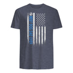 Best Dog Dad Ever American Flag T-Shirt Gift for Best Father in Heather Navy - back view