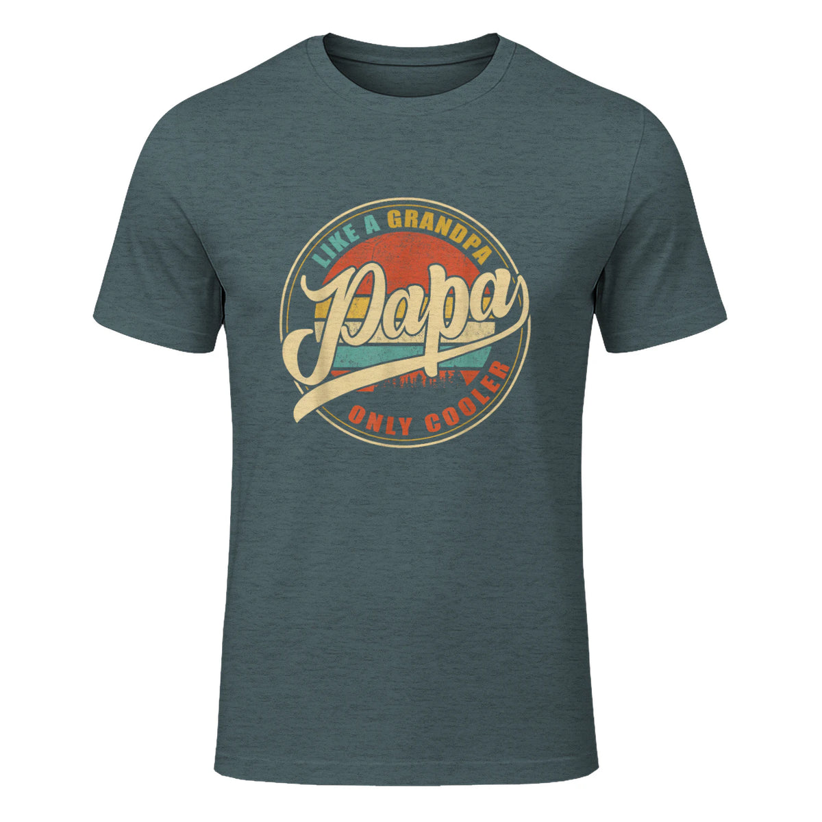 PAPA Like A Grandpa Only Cooler Funny Dad Papa Grandfather in Dark Heather - front view