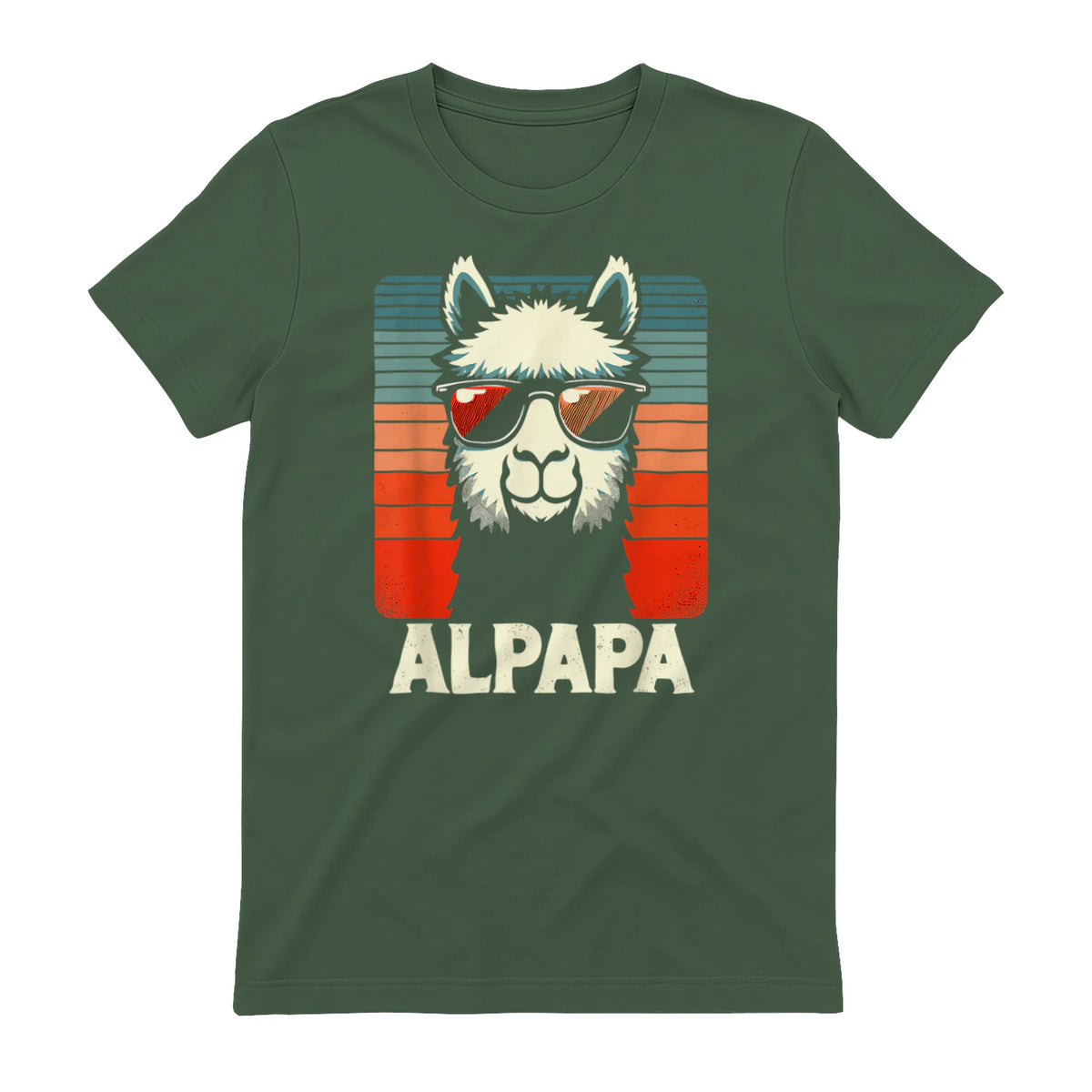 Bester Papa Alpapa Alpaka Frischgebackener Papa Vatertag T-Shirt in Military Green - back view