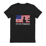 State Trooper USA Flag T-Shirt Gift T-Shirt in Black - back view