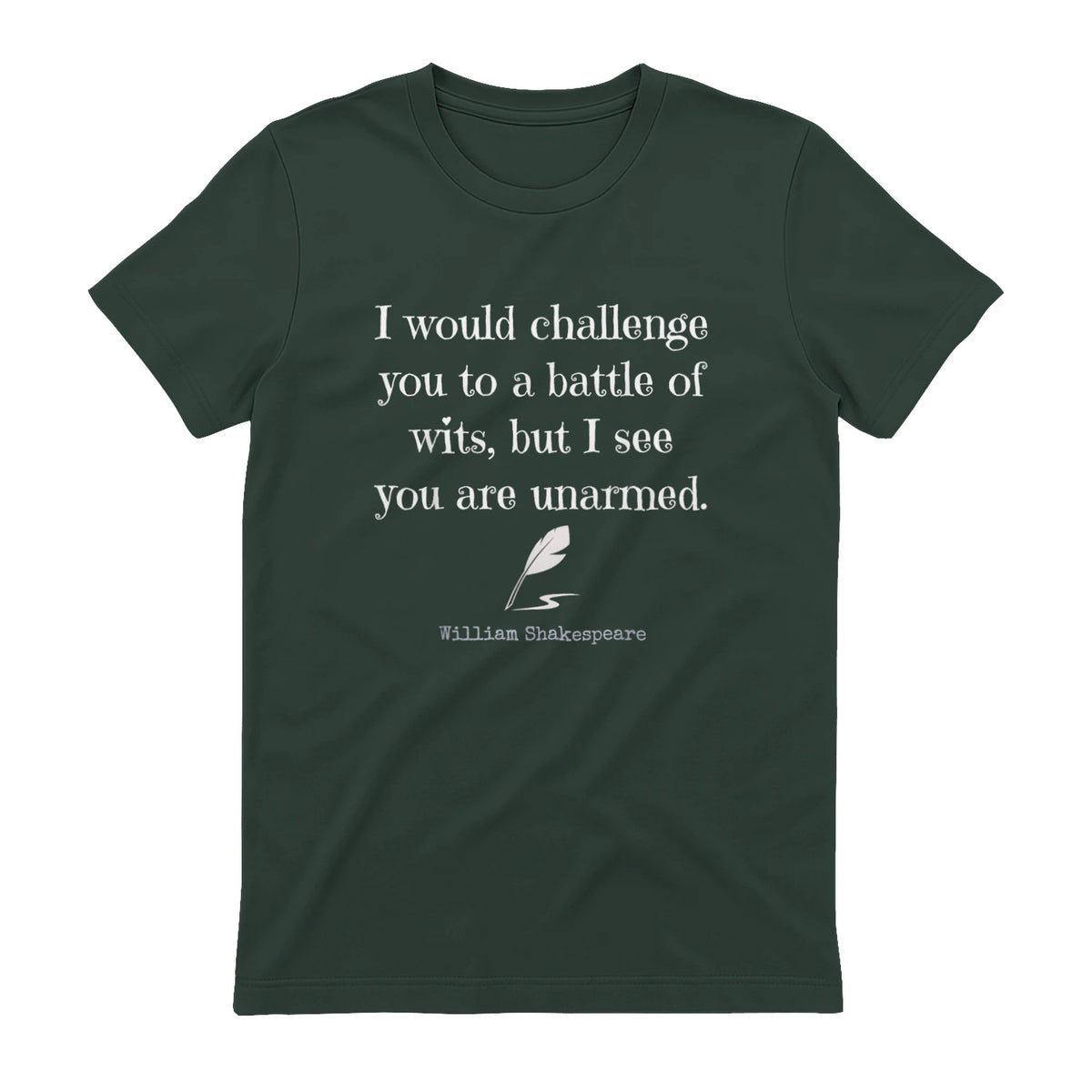 William Shakespeare Quote English Literature & Classic Plays in Forest Green - back view