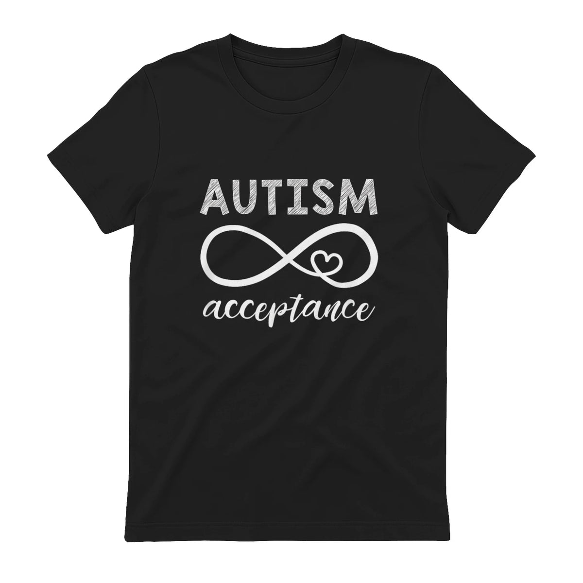 Red Instead Autism Acceptance T-Shirt in Black - back view