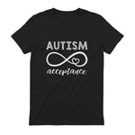 Red Instead Autism Acceptance T-Shirt in Black - back view
