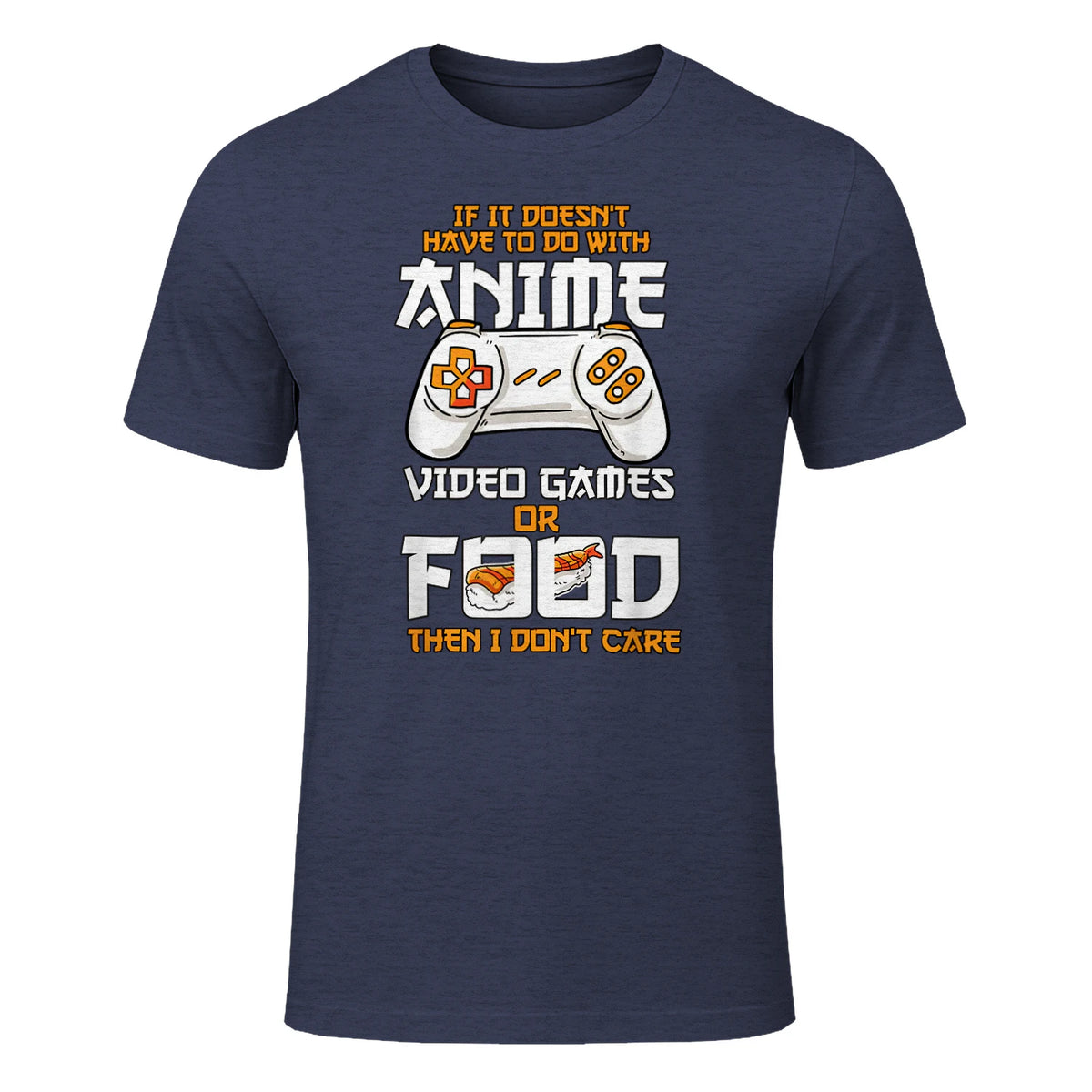 Cute Manga & Anime Merch for Anime Girls & Boys Unisex Anime Video Games Food Sushi Gaming Merch Otaku Gift Anime in Heather Navy - front view