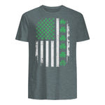 US American Flag with Shamrocks for St Patricks Day T-Shirt in Dark Heather - back view