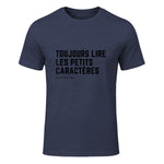 Toujours Lire Les Petits Caractères Futur Je Vais Être Papa T-Shirt in Heather Navy - front view