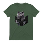 Cat Lovers British Shorthair In Pocket Fun Kitten in Military Green - back view