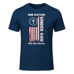 Christian American Flag Anniversary T-Shirt in Navy - front view