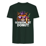 Donut Princess Cat Meme Tee – Kawaii Funny Cartoon Style T-Shirt in Forest Green - back view