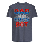 Birthday Boy Dad Spider Web T-Shirt in Heather Navy - back view