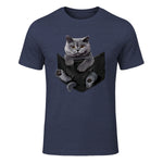 Cat Lovers British Shorthair In Pocket Fun Kitten in Heather Navy - front view