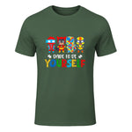 Dare to Be Yourself Autism Awareness Superheroes in Military Green - front view