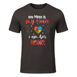 Autism Mom Support ASD T-Shirt in Dark Chocolate - front view