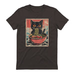 Unisex Anime Cat Ramen Japanese Funny Graphic Tees Kawaii Cat Anime Gifts T-Shirt Black XS in Dark Chocolate - back view
