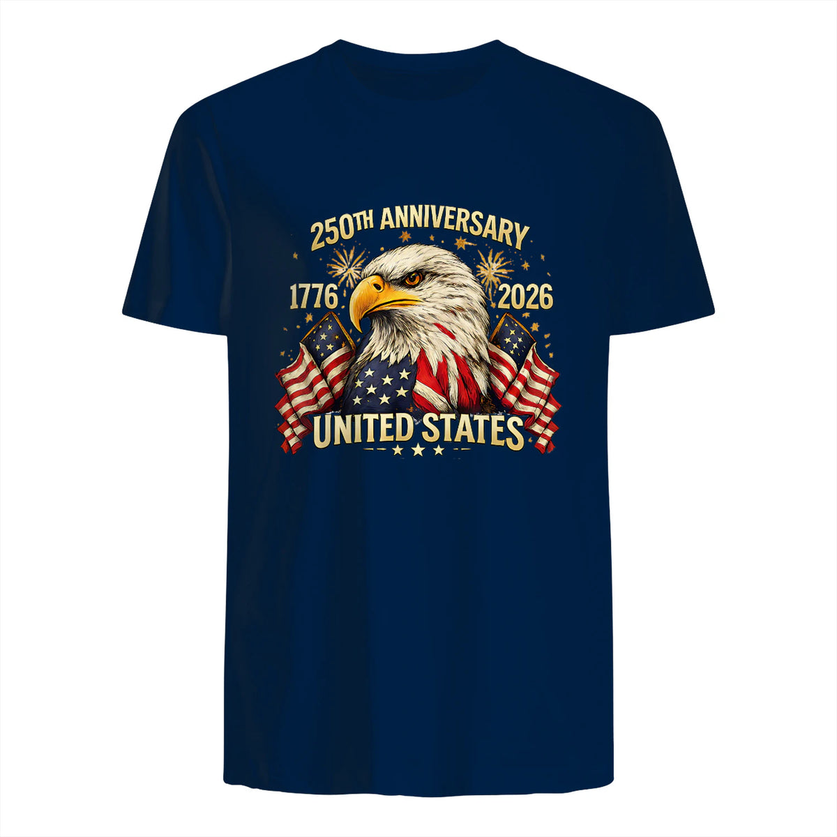 American Flag Anniversary T-Shirt in Navy - back view