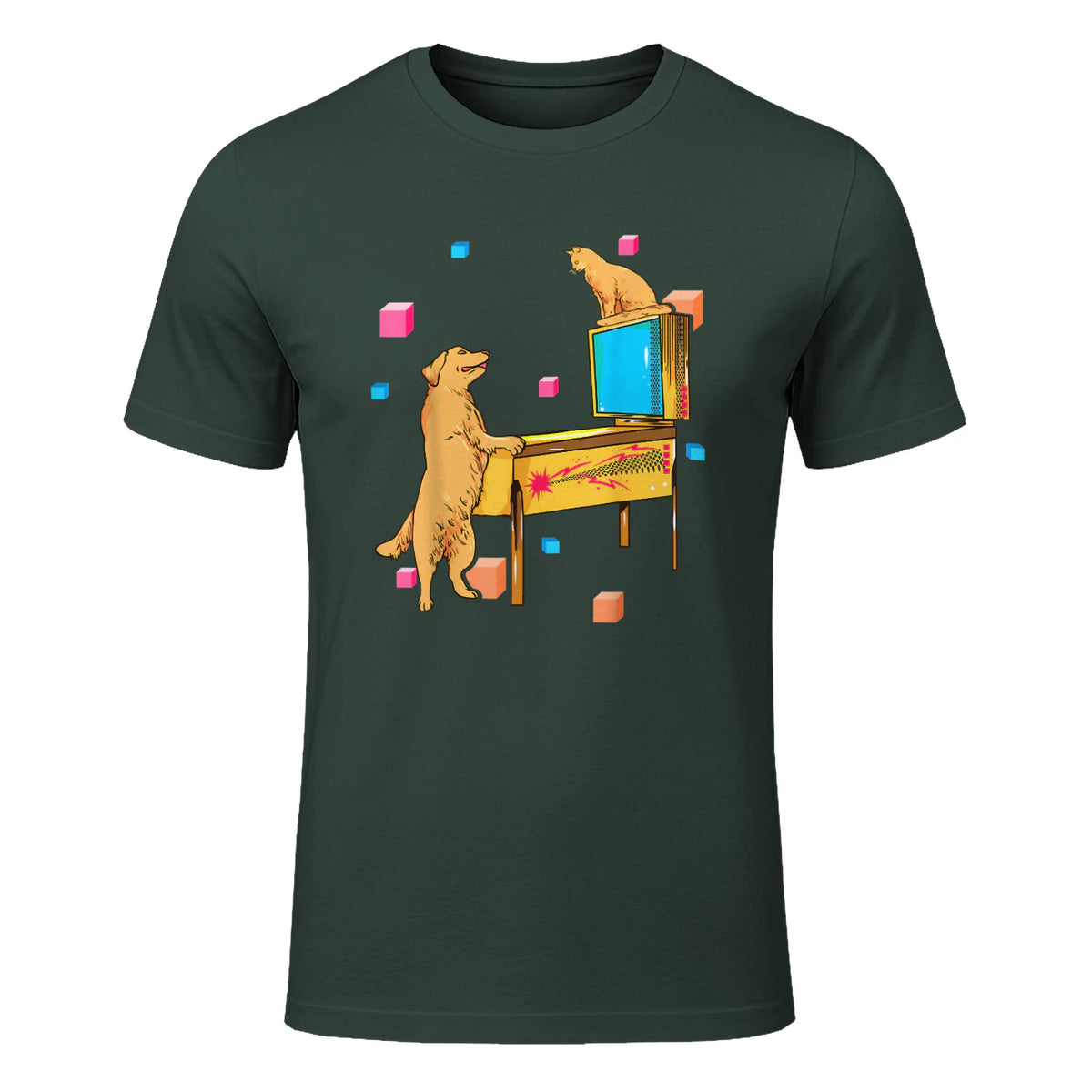 Flipper Wiz chien chat jouant au flipper in Forest Green - front view