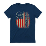 USA Patriotic Fourth of July America T-Shirt in Navy - back view