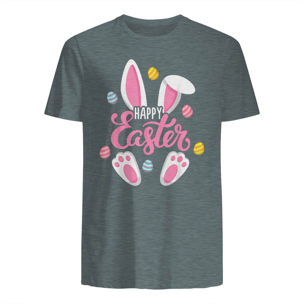 Happy Easter Bunny Women Girls Rabbit Easter Egg Hunt Funny in Dark Heather - back view