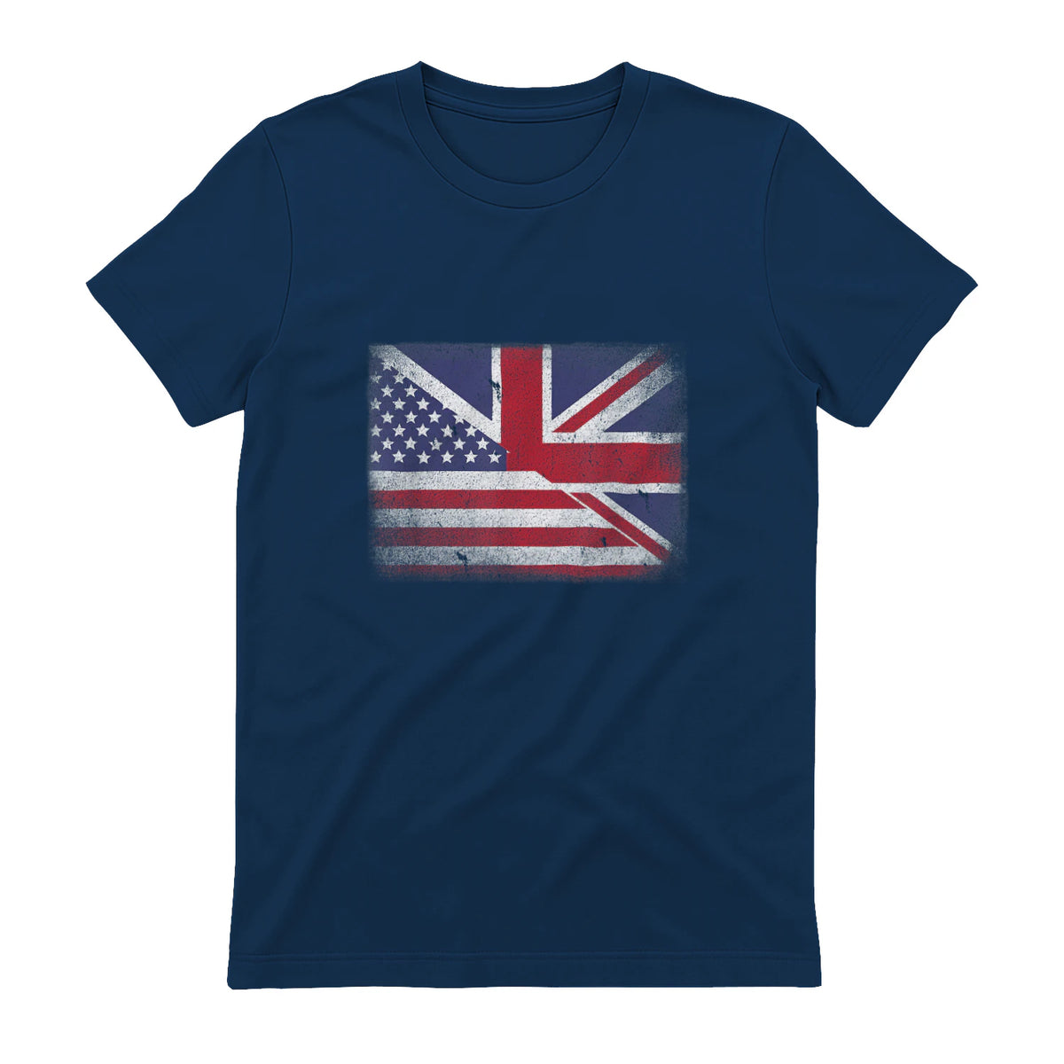 Vintage Half American Half British Flag Great Britain USA T-Shirt in Navy - back view